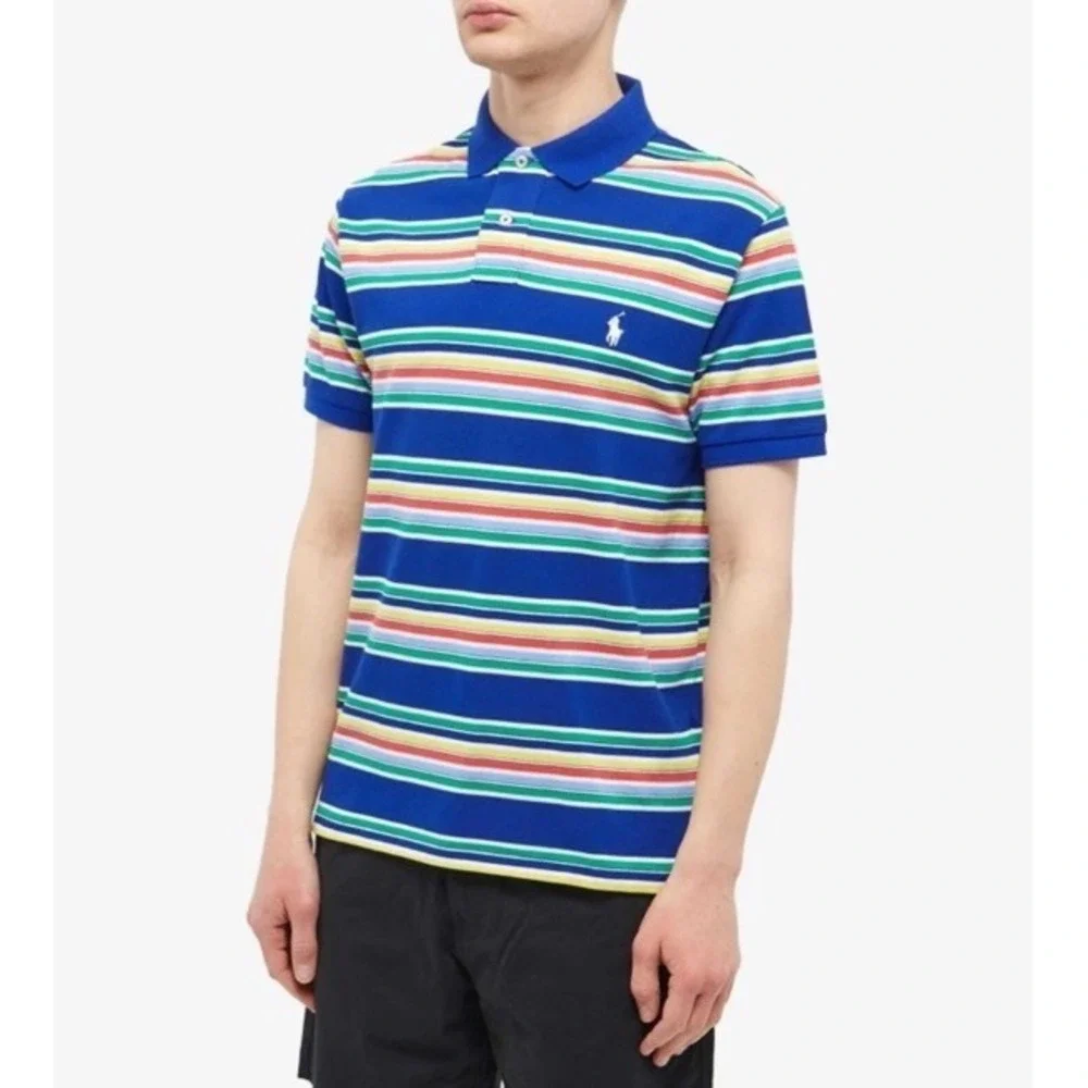 Polo Ralph Lauren XXL Men's Striped Polo Shirt Rainbow Retro Preppy White Pony